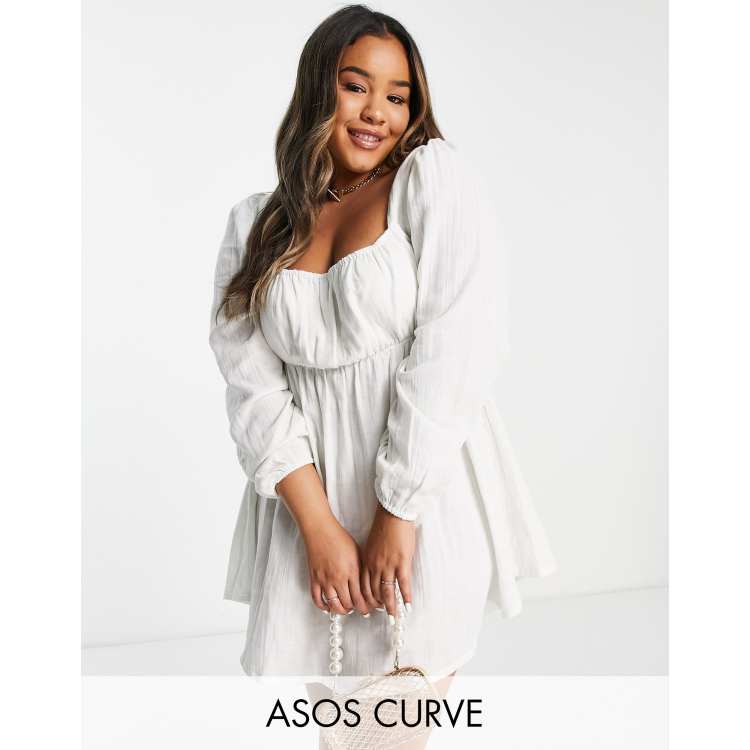 White gauze store swimsuit cover up