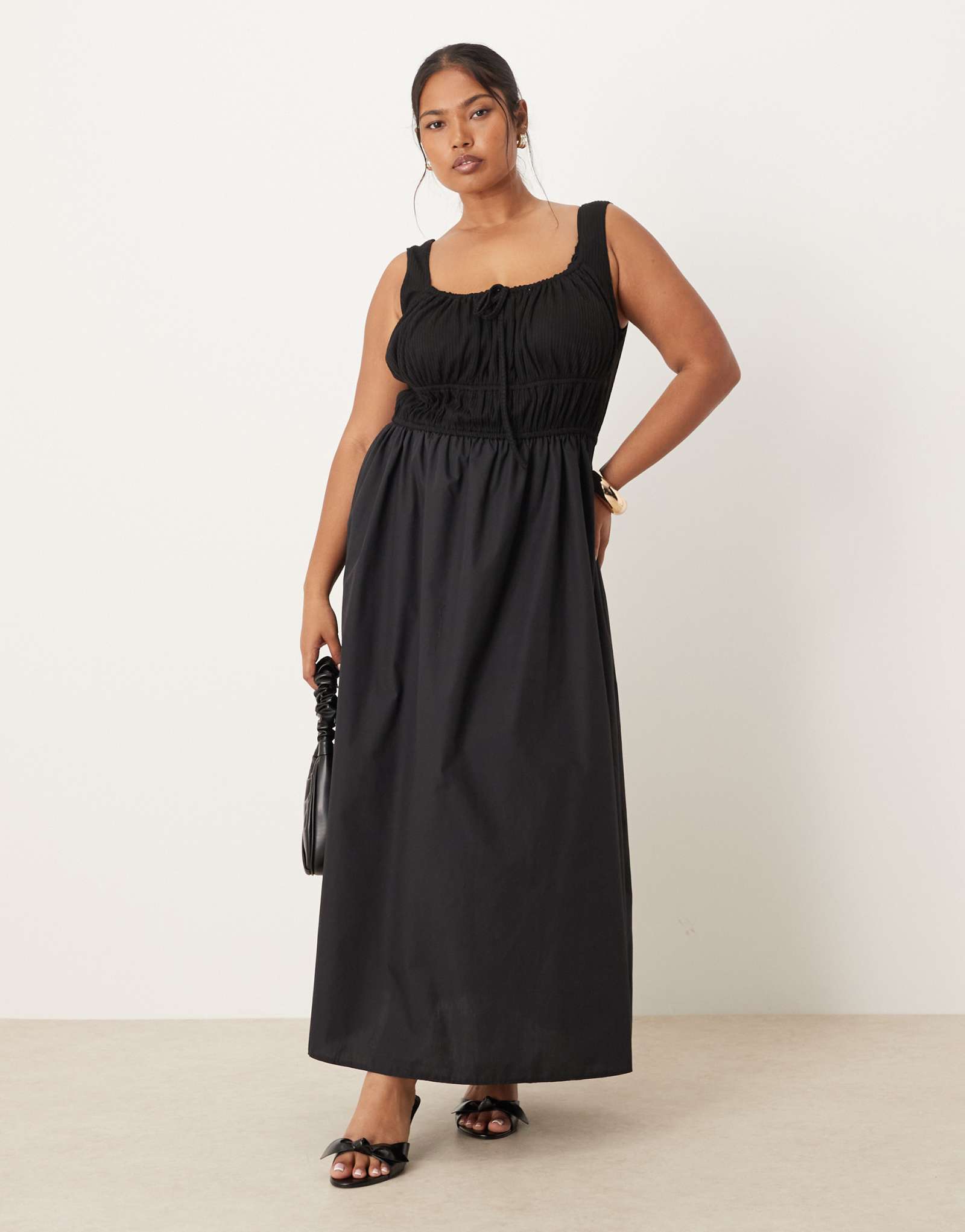 Макси-платье ASOS DESIGN Curve для молочницы черного цвета