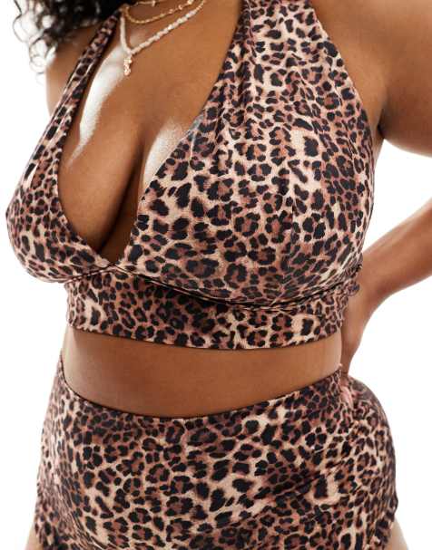 ASOS DESIGN Curve Mindy bikini set in leopard - view 1