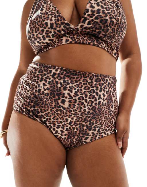 ASOS DESIGN Curve – Mindy – Dół od bikini z wysokim stanem we wzór w panterkę, 3 z 4