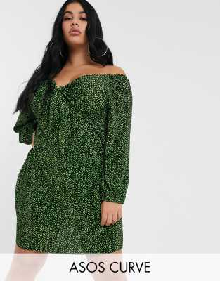 asos green ditsy dress