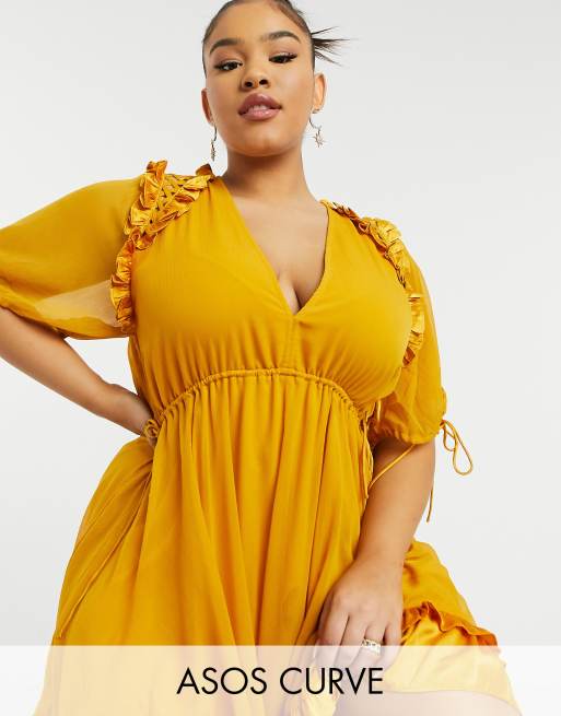 Asos curve 2024 yellow dress