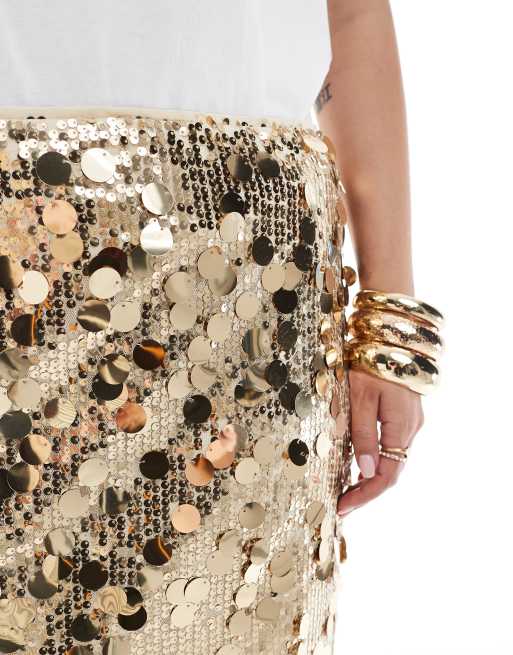 ASOS DESIGN Curve - Mini-jupe à sequins variés - Doré, 4 de 5