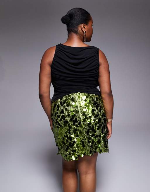 ASOS DESIGN Curve - Mini-jupe à sequins variés - Vert, 5 de 5