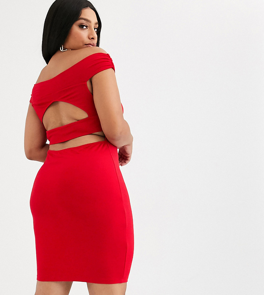ASOS DESIGN - Curve - Mini-jurk met uitsnijding in rood