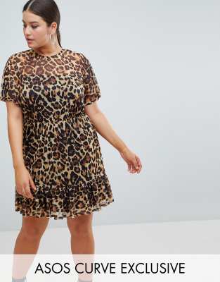 asos curve leopard dress