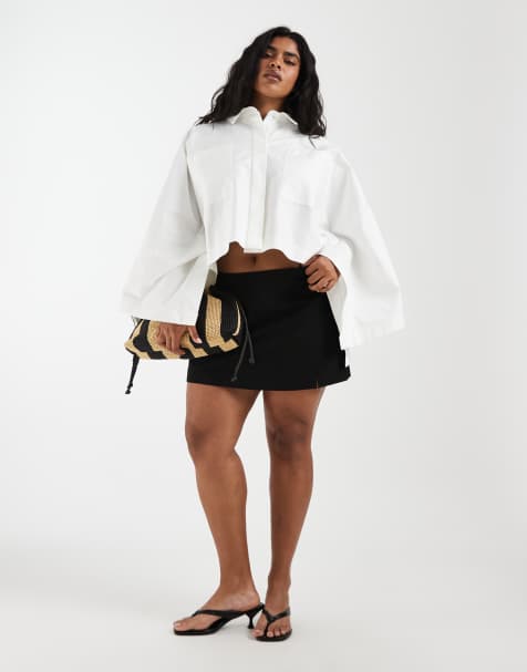 ASOS DESIGN Curve mini pelmet skort with split in black - view 1