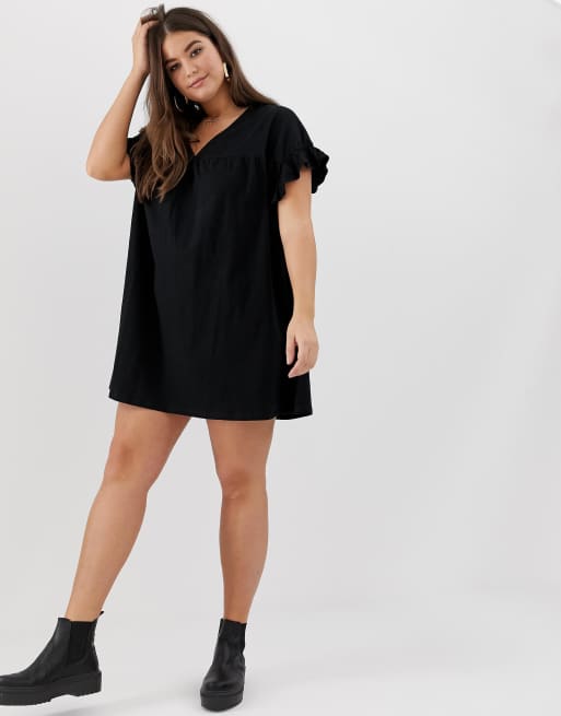 Asos design mini reversible outlet cotton slub smock dress