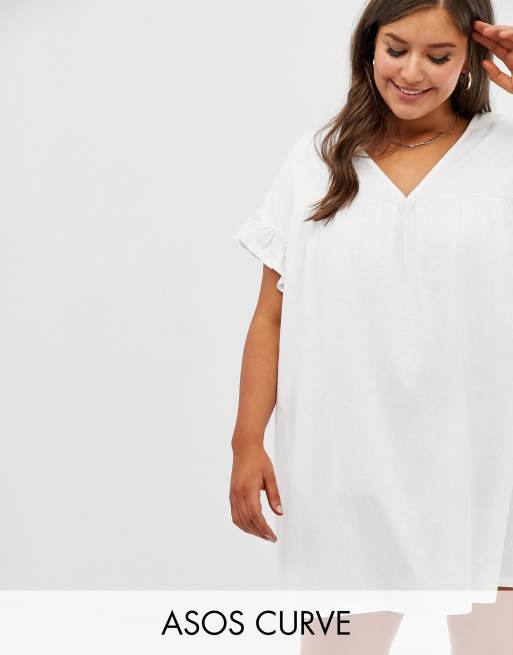 ASOS DESIGN Curve mini reversible cotton slub smock dress