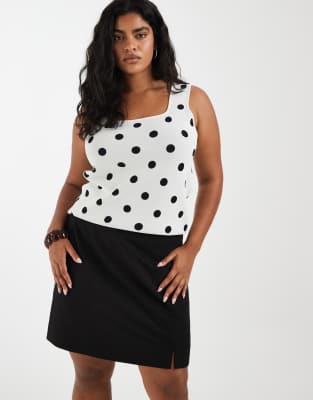 Asos Design Curve Mini Skirt With Slit In White