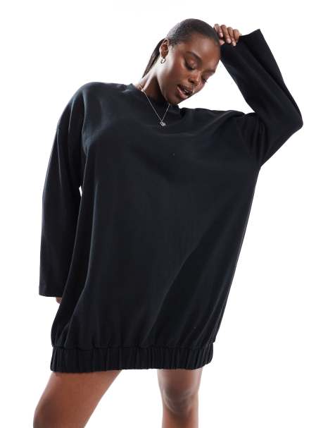 ASOS DESIGN Curve - Mini sweaterjurk met cocoonmouwen in zwart - view 1