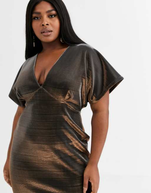ASOS DESIGN Curve - Minikjole med metalfarvet flagermus, 3 af 4