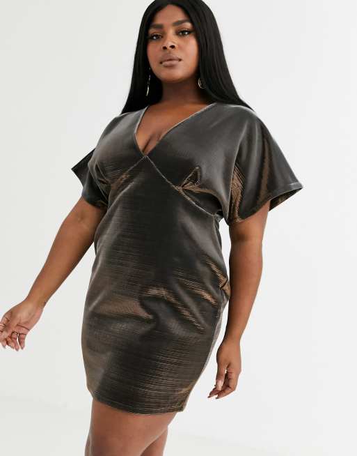 ASOS DESIGN Curve - Minikjole med metalfarvet flagermus, 4 af 4
