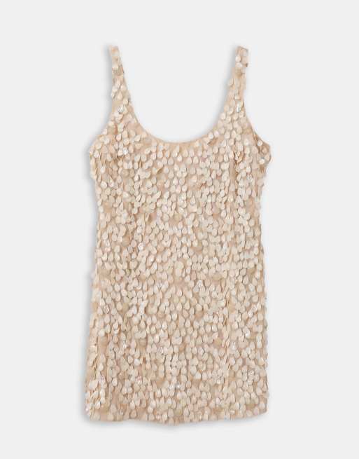 ASOS DESIGN Curve – Minikleid in Austerweiß mit eckigem Ausschnitt und hochwertiger Glasmuschelverzierung, 5 von 8