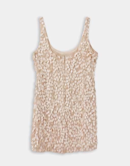ASOS DESIGN Curve – Minikleid in Austerweiß mit eckigem Ausschnitt und hochwertiger Glasmuschelverzierung, 6 von 8