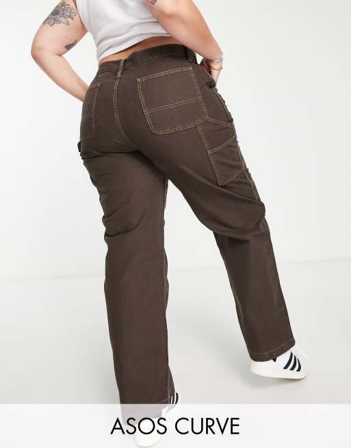 ASOS DESIGN Curve minimal cargo trousers in chocolate