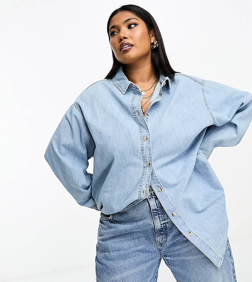 Tops by ASOS Curve Basket-worthy find Spread collar Button placket Drop shoulders Oversized fit