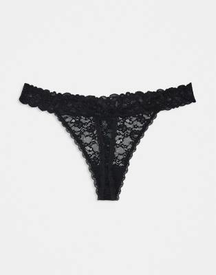 Asos Curve Asos Design Curve Minnie 3 Pack All Over Lace Thong In Black