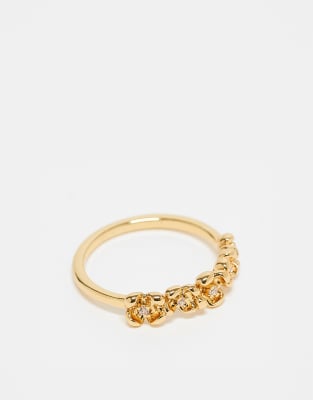 ASOS DESIGN Curve - Mit 14 Karat vergoldeter Ring mit Blumen-Design-Goldfarben