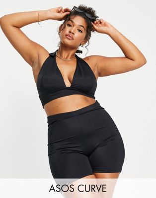 Femme DESIGN Curve - Mix and Match - Bas de bikini legging en tissu recyclé - Noir