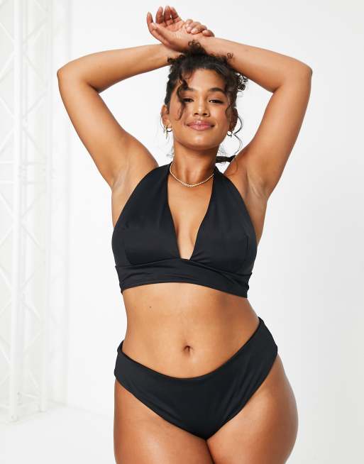 ASOS DESIGN Curve mix and match deep hipster bikini bottom in black | ASOS