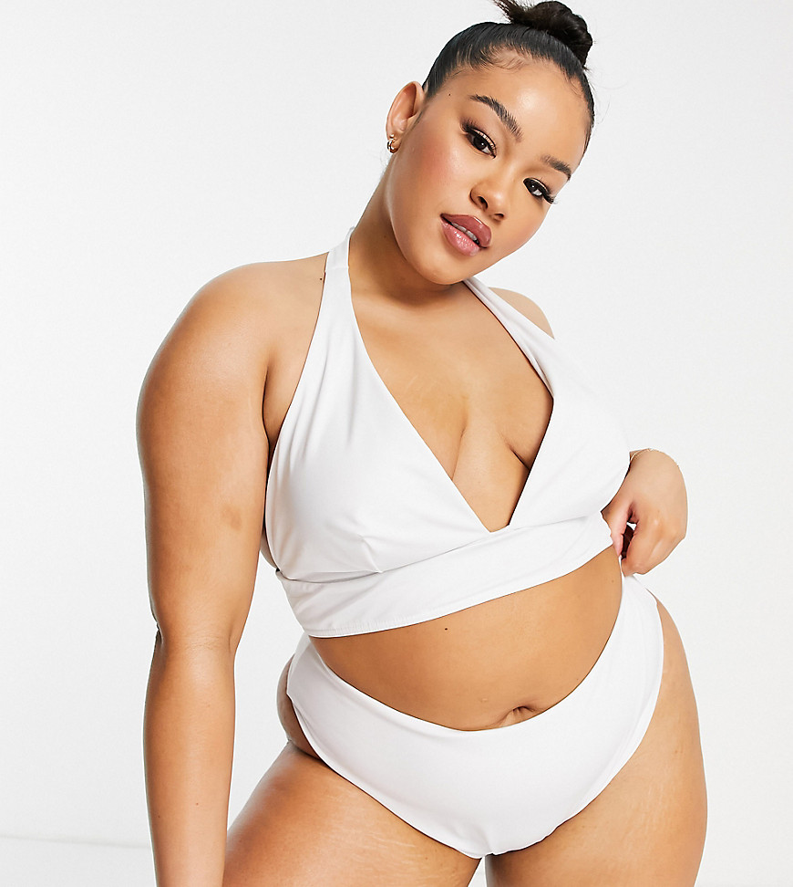 ASOS DESIGN Curve mix and match deep hipster bikini bottom in white