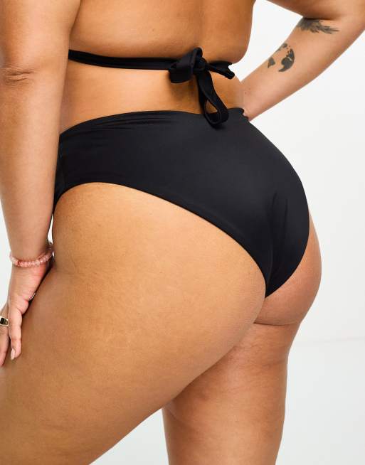 ASOS DESIGN hipster bikini bottom in black wet look