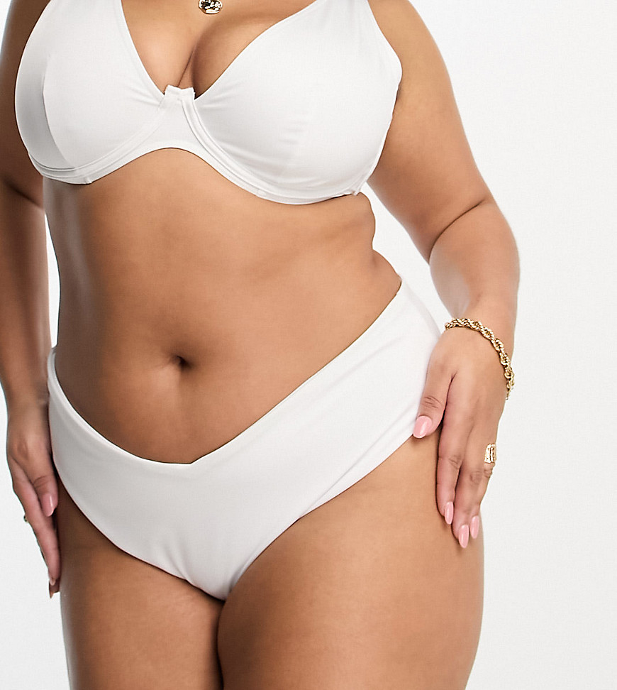 Asos Curve Asos Design Curve Mix And Match Deep V-front Hipster Bikini Bottoms In White