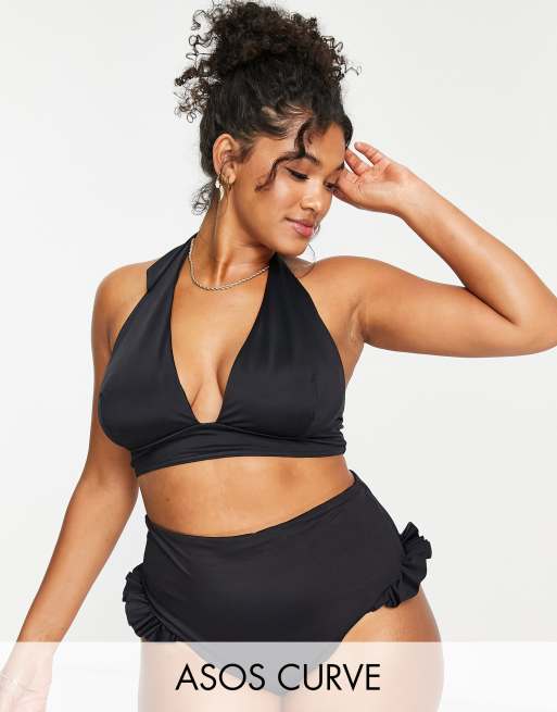 ASOS DESIGN Curve mix and match frill high waist bikini bottom in