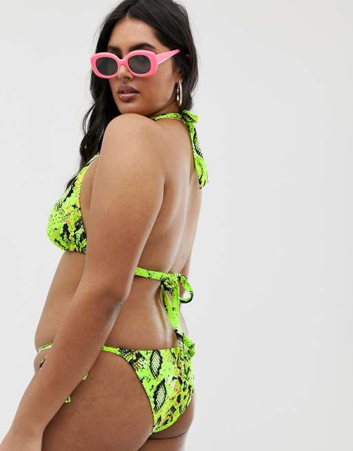 ASOS DESIGN Curve mix and match keyhole halter bikini in sunset