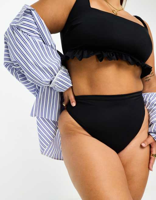 High Waisted Bikini Sets, Black, Plus-Size & High Leg