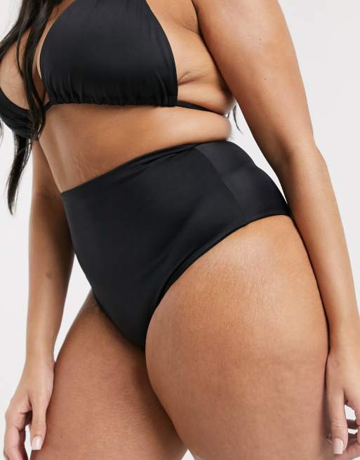 ASOS DESIGN Curve mix and match high waist bikini bottom in black