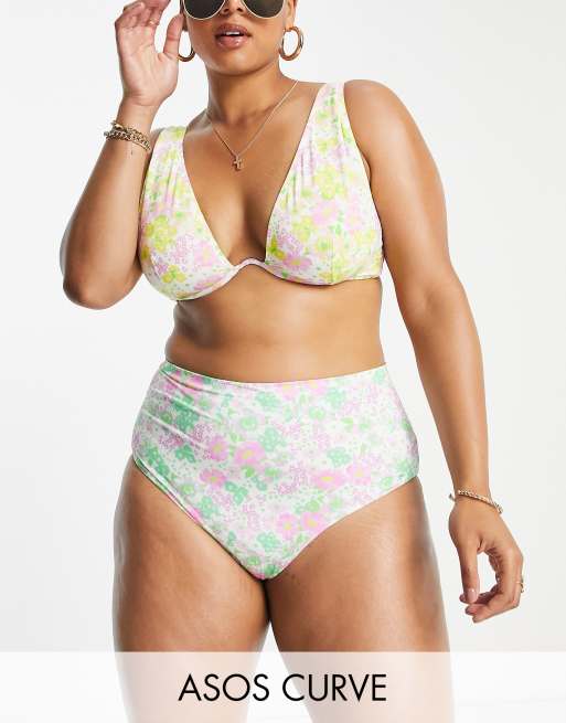 ASOS DESIGN Curve mix and match high waist bikini bottom in mixed