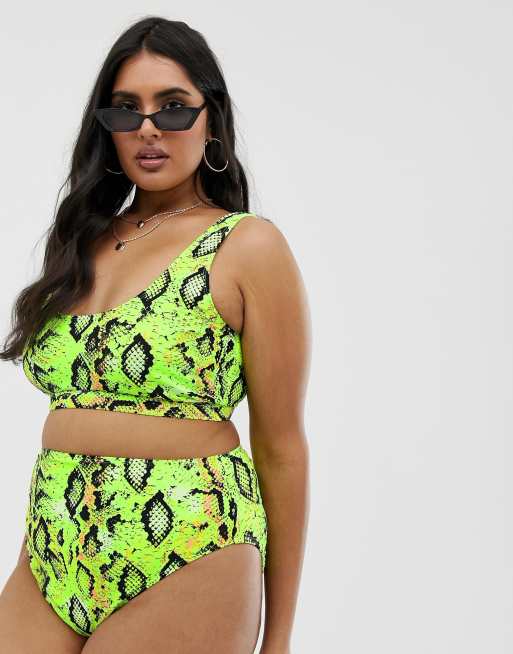 Plus Neon Snake High Waisted Bikini