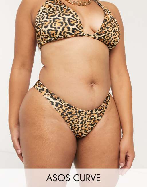 ASOS DESIGN Curve mix and match hipster bikini bottom in animal leopard print 