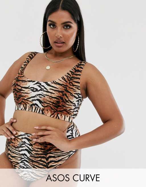  ASOS DESIGN - Curve - Mix and Match - Bikini w tygrysie paski, 2 z 3