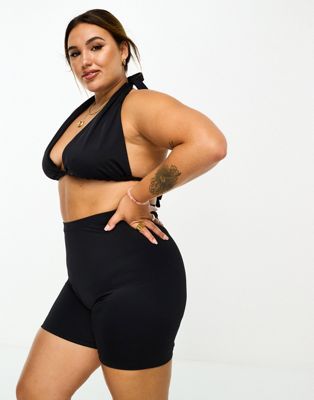 ASOS DESIGN Curve mix and match legging bikini bottom in black