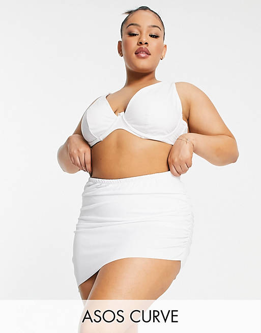 Swimwear & Beachwear Curve mix and match recycled skirted bikini bottom in white 