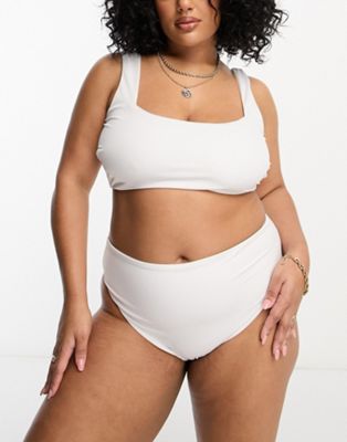 ASOS DESIGN Curve mix and match square neck crop bikini top in white - ASOS Price Checker