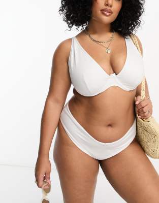 ASOS CURVE ASOS DESIGN CURVE MIX AND MATCH STEP FRONT UNDERWIRE BIKINI TOP IN WHITE