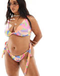 [ASOS Curve] ASOS DESIGN Curve Mix and Match tie side bikini bottoms in pastel abstract floral print-Multi 28 Abstract floral