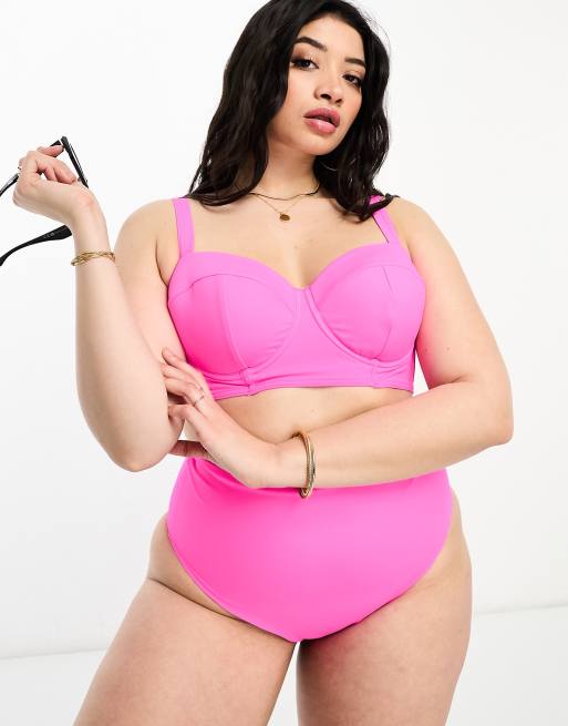 ASOS DESIGN Curve - Mix en match - Bikinitop met beugel in felroze 
