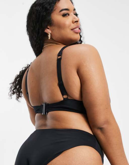 ASOS DESIGN Curve - Mix en match - Diepuitgesneden bikinitopje met brede band in wit , 2 van 4