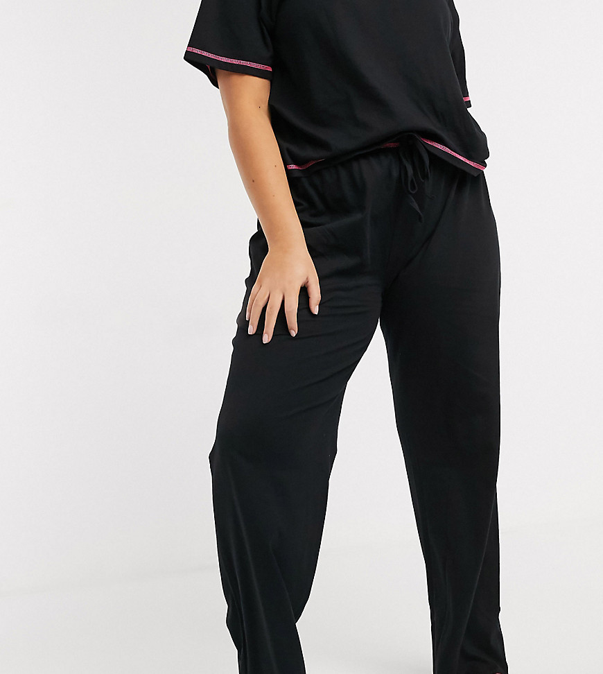 ASOS DESIGN Curve - Mix en match - Jersey broek met neonkleurige stiksels-Zwart