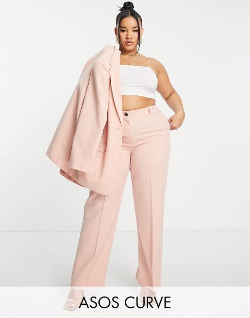 ASOS DESIGN Curve – Mix & Match – Anzughose mit geradem, schmalem Schnitt in Zartrosa