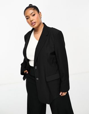 ASOS DESIGN Curve Mix & Match slim boy suit blazer in black - ASOS Price Checker