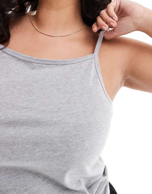 ASOS DESIGN Curve - Mix & Match - Canotta del pigiama grigia in cotone, 4 di 4