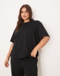 [ASOS Curve] ASOS DESIGN Curve mix & match cotton oversized pyjama tee in black XL Black