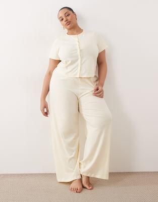 Asos Curve Asos Design Curve Mix & Match Cotton Pajama Pants In White