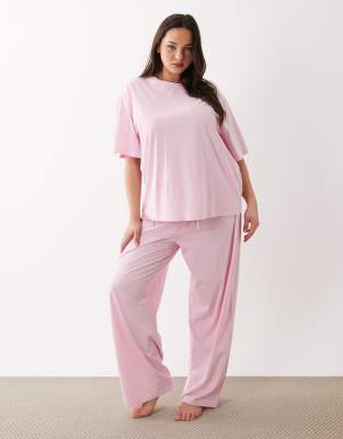 Asos Curve Asos Design Curve Mix & Match Cotton Pajama Pants In Pink